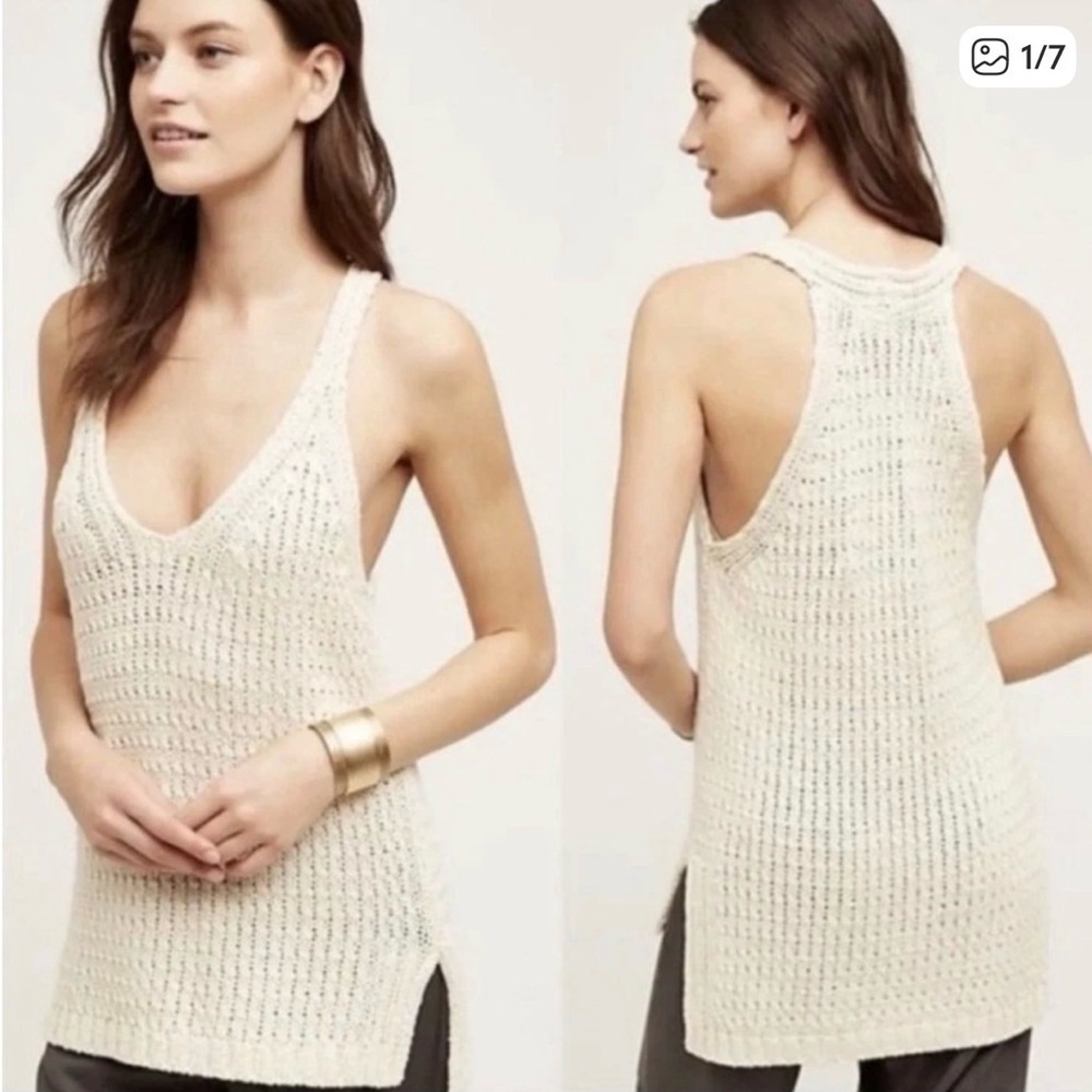 ANTHROPOLOGIE MOTH Sunidra Knit Crochet Tank Boho Festival Size Small